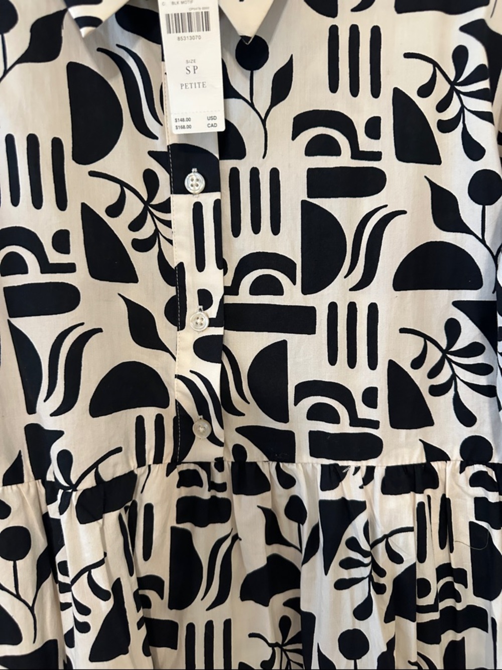 Anthropologie Black & White Geometric Midi Dress - Picture 6 of 8